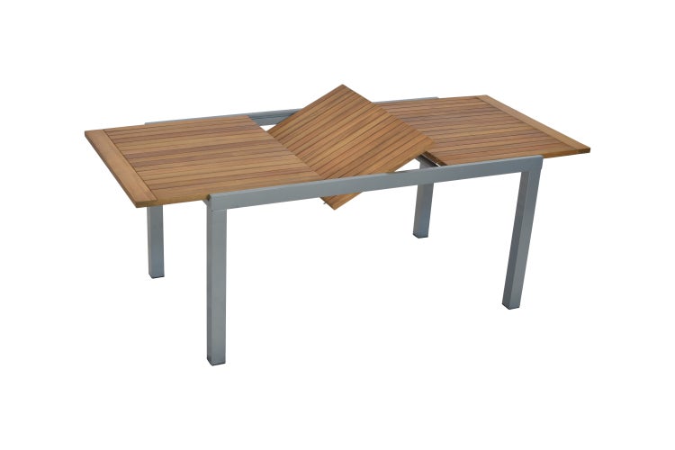 Naxos Gartenmöbelset 5tlg., 4 Stapelsessel, Ausziehtisch 150 (200) x 90 cm, taupe