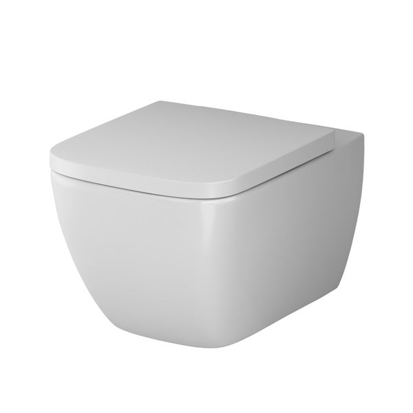 Wand-Tiefspülklosett mit geschlossenem Spülrand und WC-Sitz