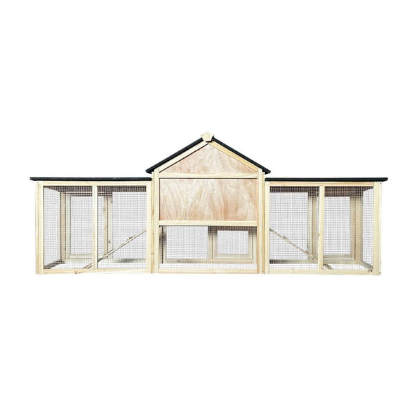 Home Deluxe Kaninchenstall aus Holz CUNA – 210 x 84 cm | Wetterfestes Tannenholz-Gehege für drinnen & draußen