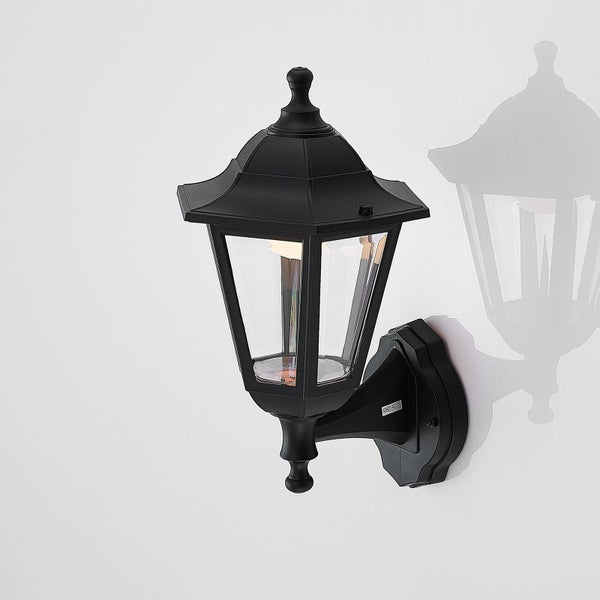 Lindby LED Wandleuchte außen Iavo (spritzwassergeschützt (Retro, Vintage Antik) in Schwarz (1 flammig ) - Außenwandleuchten Wandlampe Led Außenlampe Outdoor für