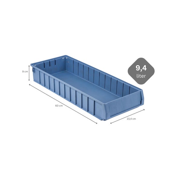 PROREGAL SuperSparSet 12 x Regalkasten 600 BN Mit Etikett und Schutzhaube HxBxT 9 x 23,4 x 60 cm 9,4 Liter Sichtlagerkasten Sortimentskasten