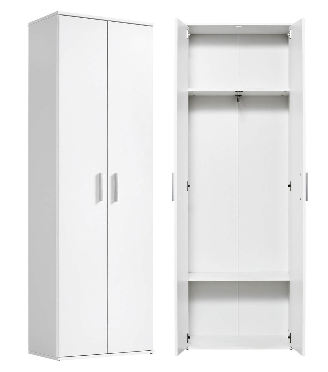 Garderobenschrank in Weiß aus Holz 'Der Lange', Flurschrank mit Kleiderstange, Mehrzweckschrank, Hochschrank oder Kellerschrank, Schrank in 60x180x34 (BxHxT in cm)