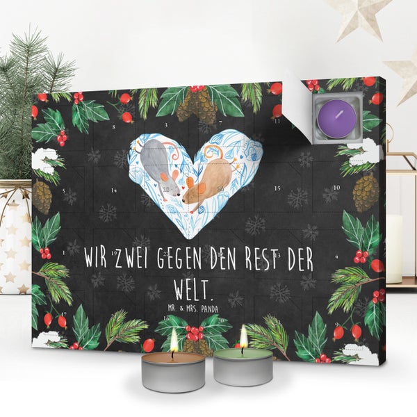 Mr. & Mrs. Panda Duftkerzen Adventskalender Mäuse Herz - Schwarz