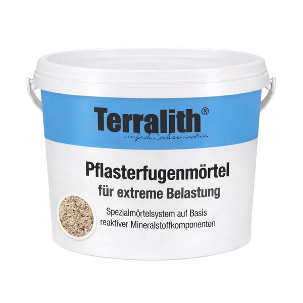 Terralith Pflasterfugenmörtel für extreme Belastung im Eimer zur Verfugung von Pflasterflächen und Natursteinbelägen