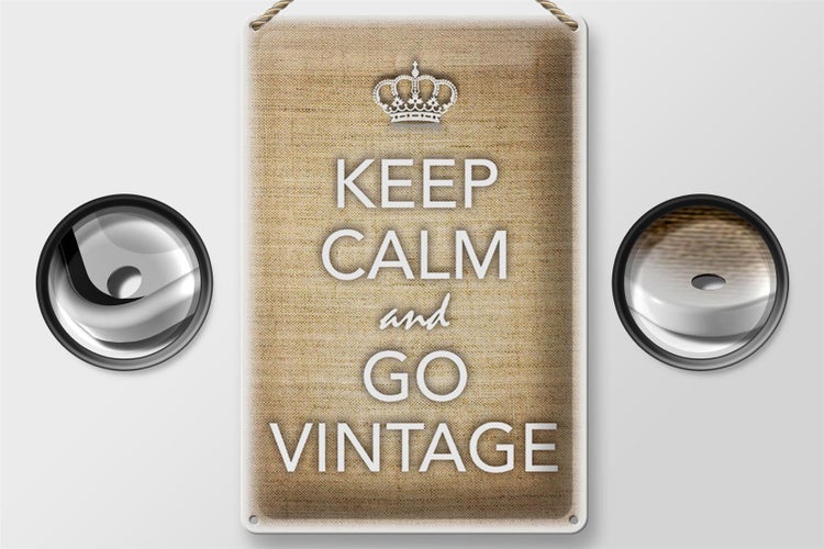 Blechschild Spruch 20x30cm Keep Calm and go vintage