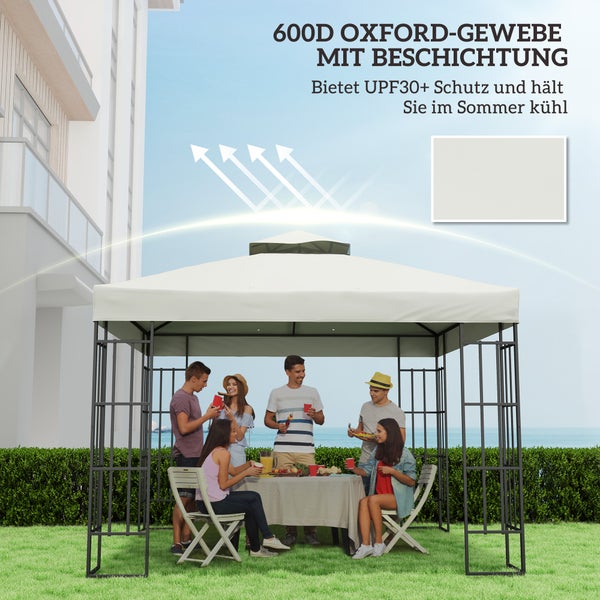 Outsunny Ersatzdach für Pavillon 3 x 3 m, wasserabweisend Pavillondach, Doppeldach Ersatzbezug für Gartenpavillon, Ersatzteile aus Oxford-Stoff, 370 g/m², Hellgrau