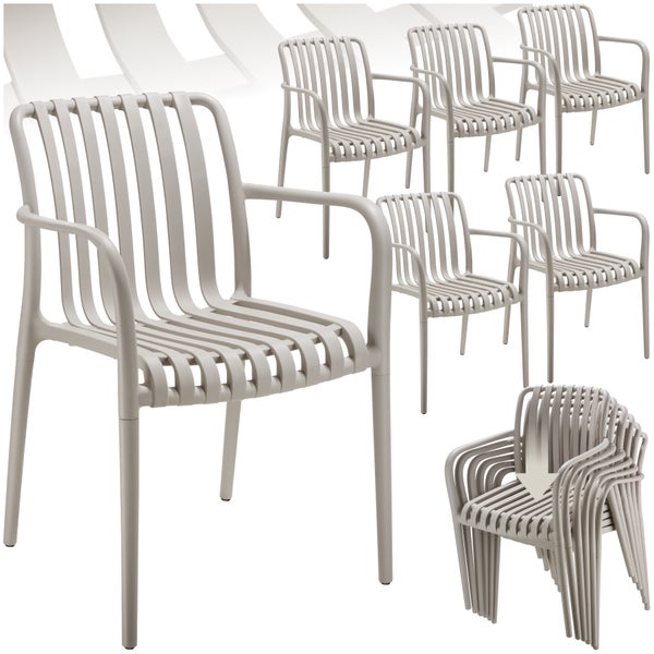 Gartenstühle tectake Alcudia 54,5 x 58 x 80,5 cm, Belastbarkeit 120 kg wetterfest und UV-beständig taupe
