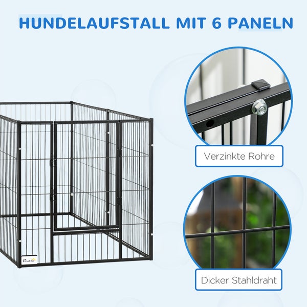 PawHut Welpenauslauf, 150L x 79B x 81H cm, Stahl, Schwarz