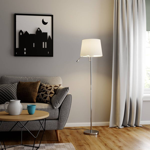 Lindby Stehlampe Benjiro (Modern) in Weiß aus Textil (1 flammig, E27) - Stehleuchte Floor Lamp Standleuchte Wohnzimmerlampe Wohnzimmerleuchte