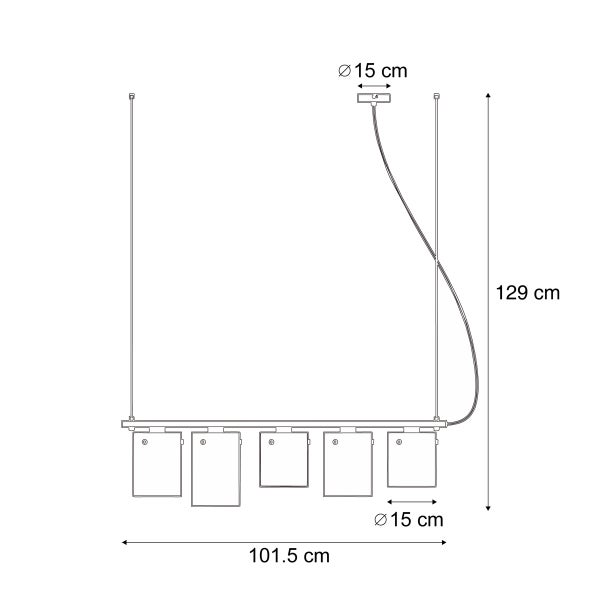 Technische Zeichnung einer Pendelleuchte mit Maßangaben
