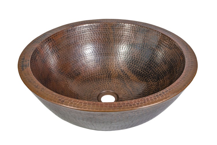 Rundes Waschbecken aus gehämmertem Kupfer