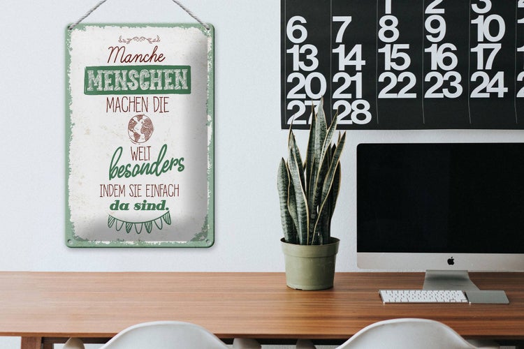 Blechschild Spruch Manche Menschen machen die Welt 20x30cm