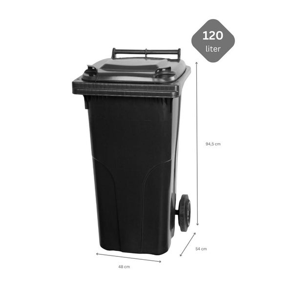 PROREGAL SuperSparSet 2x 2-Rad-Mülltonne Mgb HDPE-Kunststoff 120 Liter Grau/Schwarz