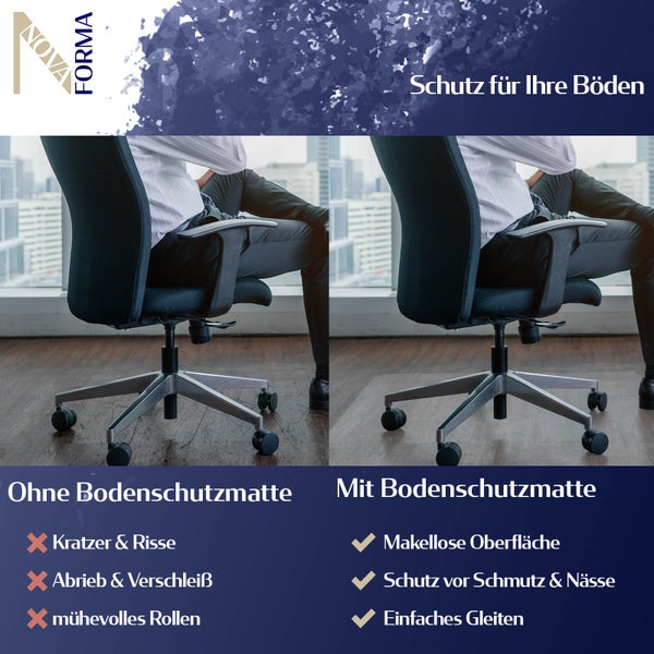 Bodenschutzmatte PET ECO-MAT - 150x200 cm - Hartboden - Schutzmatte als Unterlage für Bürostuhl
