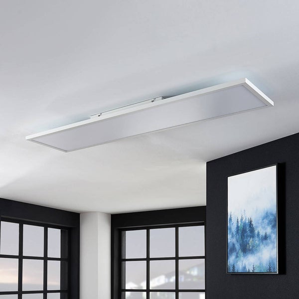 Lindby LED Panel / Deckenleuchte 119,5 x 29,5 cm, dimmbar RGB Backlight & wechselbare Lichtfarbe (3.000–6.000K) mit Fernbedienung Leuchtmittel