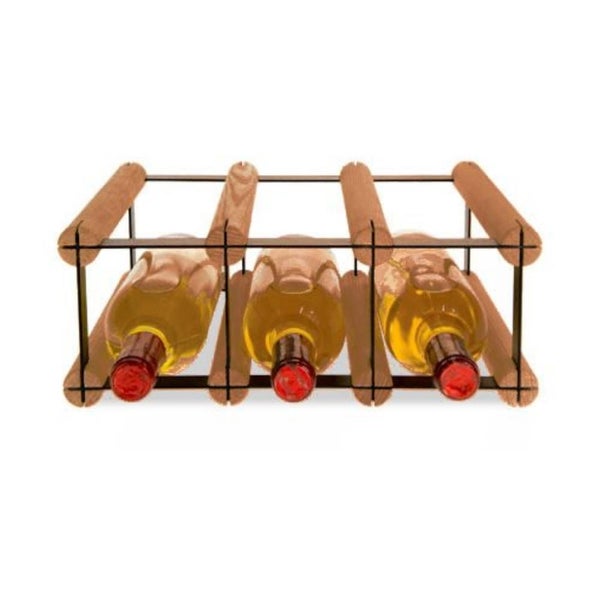 PROREGAL Modulares Weinregal Vinotega Mod Metal HxBxT 12,5 x 32,5 x 24,5 cm 3 x 1 Flaschen Massives Kiefernholz Braun Geölt