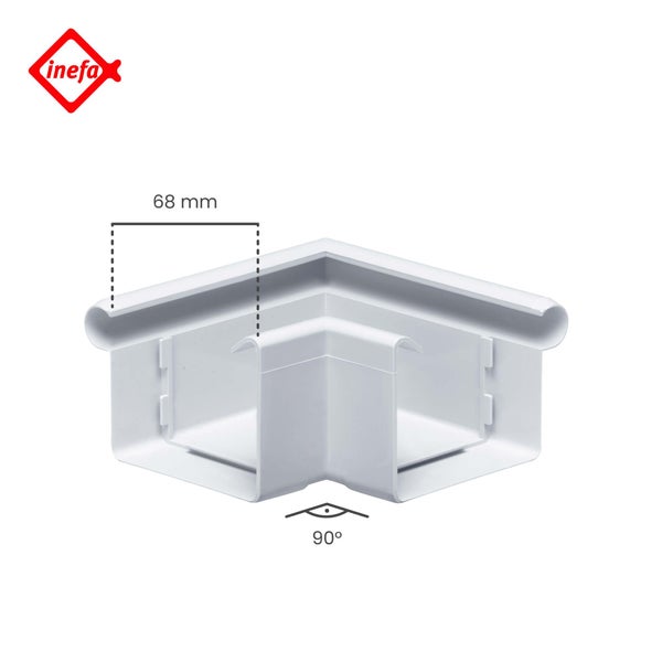 Inefa Logo. Dachrinnenwinkel 90 Grad aus Kunststoff, Breite 68 Millimeter.