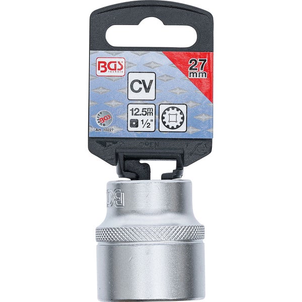 BGS Steckschlüssel-Einsatz Gear Lock Antrieb Innenvierkant 12,5 mm (1/2) SW 27 mm - 10227