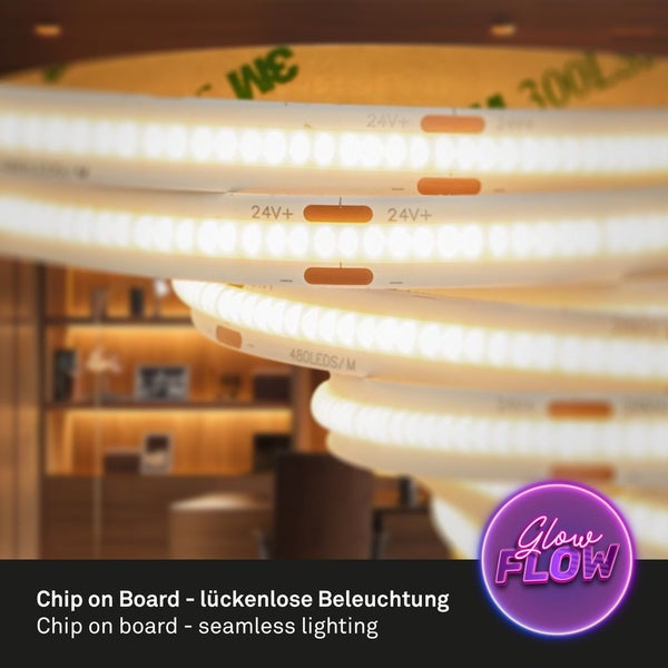 COB LED Stripe 3m LED Leiste Lichtband Selbstklebend Warmweiß Kürzbar Dekolicht
