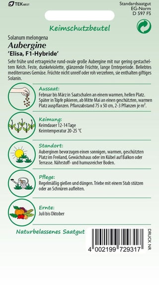 Samenpackung Aubergine Elisa F1-Hybride