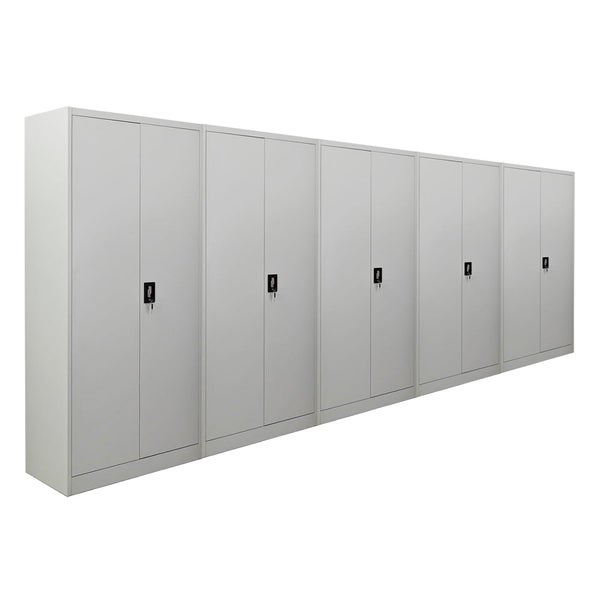 PROREGAL Mega Deal 5x Flügeltürenschrank ELEPHANT HxBxT 185 x 90 x 40 cm 4 Fachböden Lichtgrau