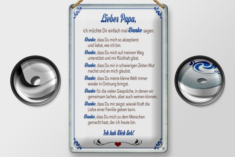 Blechschild Spruch 20x30cm lieber Papa Ich hab dich lieb