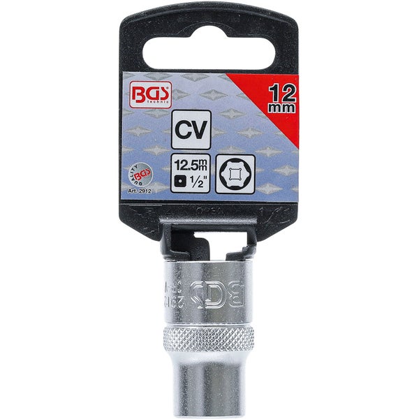 BGS Steckschlüssel-Einsatz Sechskant Antrieb Innenvierkant 12,5 mm (1/2) SW 12 mm - 2912