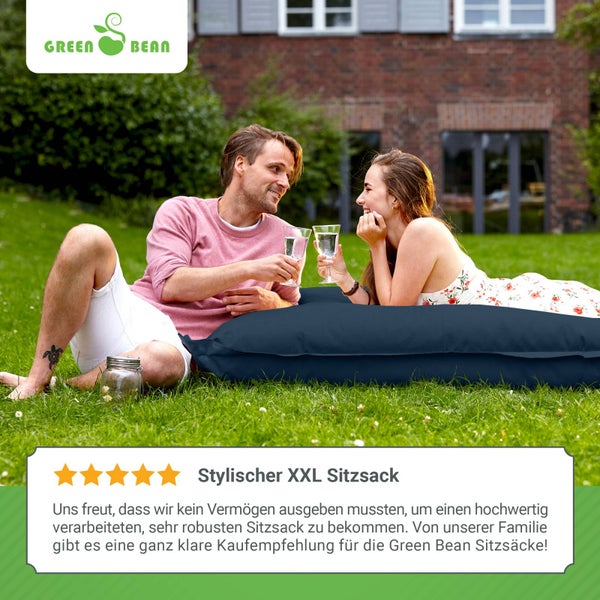 Green Bean Sitzsack 120x160cm 270 Liter Kinder & Erwachsene Bean Bag EPS Perlen Füllung Riesensitzsack Groß Draußen Outdoor Liegekissen Waschbar Wetterfest Lounge Sitzkissen Bodenkissen Dunkelblau