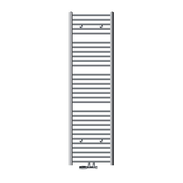 ECD Germany Badheizkörper Mittelanschluss 500 x 1800 mm Chrom gebogen mit Thermostat und Anschlussgarnitur Eck Wand Chrom - Heizkörper Heizung Handtuchwärmer Handtuchtrockner Handtuchheizkörper