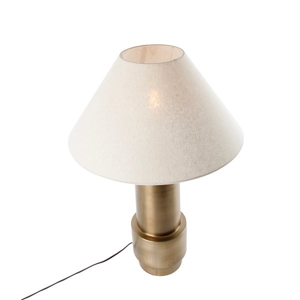 Tischleuchte mit Stoffschirm und Metallfuß