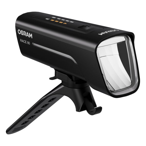 Osram Race 80 Fahrradscheinwerfer mit Akkuanzeige und Halterung