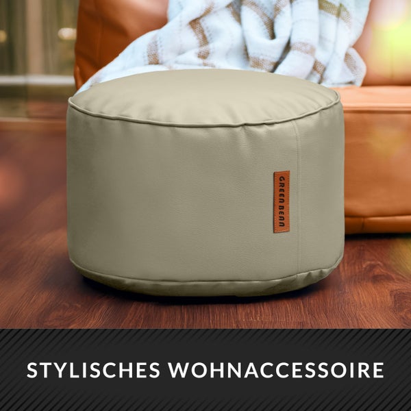Runder Green Bean Sitzpouf aus Kunstleder