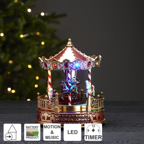 Beleuchtetes Karussell mit Bewegung und Musik für die Weihnachtsdekoration