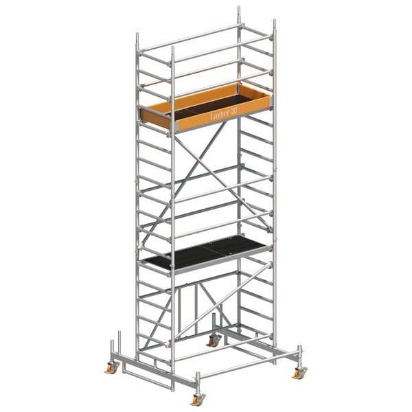 Layher Fahrgerüst mit Plattform und Werkzeugablage