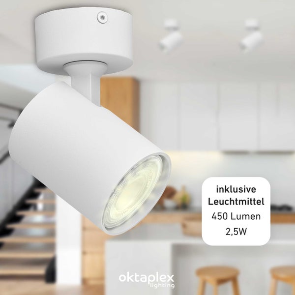 Bora Deckenstrahler LED GU10 warmweiss 450lm 2,5W schwenkbar 1-flammig weiß Lampe Wohnlicht Spotbalken Schlafzimmerlicht Deckenleuchte