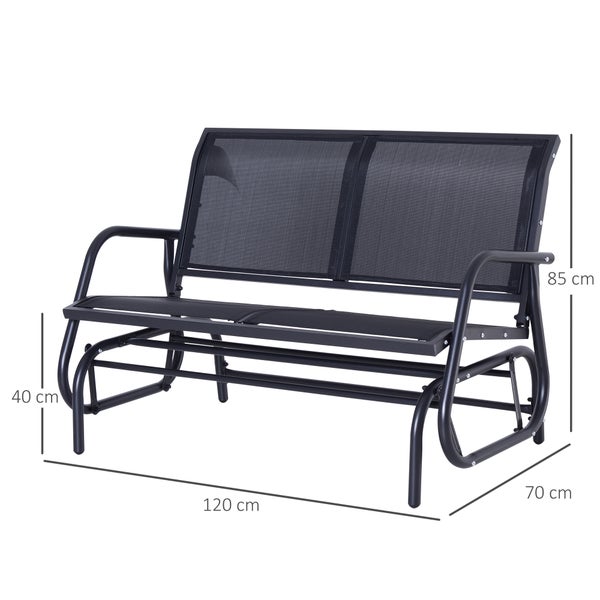 Outsunny Schaukelstuhl, 120L x 70B x 88H cm, Metall, Texteline-Gewebe, schwarz