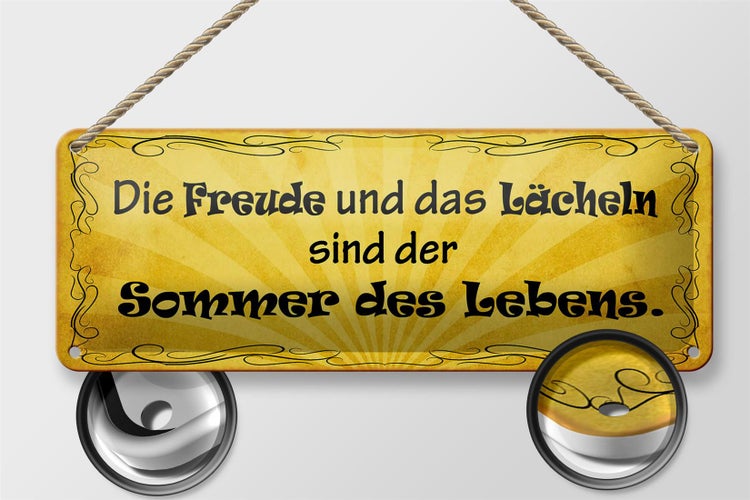 Blechschild Spruch 27x10cm Freude Lächeln Sommer des Lebens Dekoration