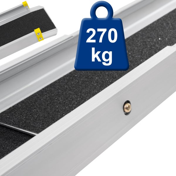 ECD Germany 2x Auffahrrampe aus Aluminium mit Antirutsch-Belag, 122 - 215 cm, klappbar, bis 270 kg, für Treppe und Hindernissen, Rollstuhlrampe Laderampe Teleskoprampe Rampe Auffahrschiene Ladeschiene
