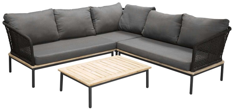 Andorra Lounge-Set 2 Teile schwarz,natur. 60 X 90 X 27 cm