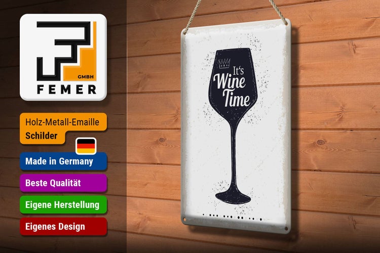 Blechschild Spruch Wein It´s Wine Time 20x30cm