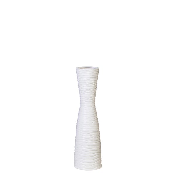 GILDE Vase Bologne En Crème, Céramique, Plat, Rond, Rayé, H.25, 5 X L 27cm 94396482