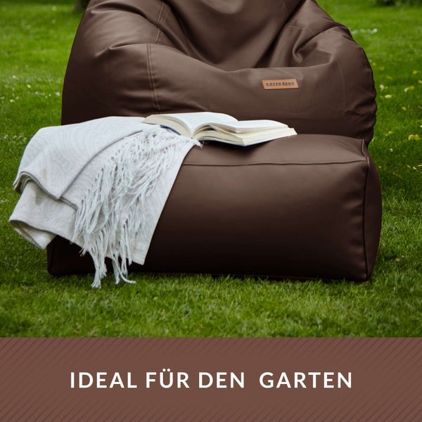 Green Bean Sitzhocker aus Kunstleder - Pouf mit EPS Perlen Füllung - 70 x 33 x 28cm - perfekte Ergänzung zum Sitzsack - Sitzwürfel Sitzkissen Hocker Fußhocker - Dunkelbraun