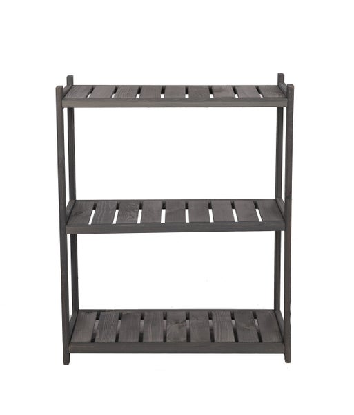 PROREGAL Holzregal SPREEWALD HxBxT 86x70x33cm 3 Ebenen Massives Kiefernholz Grau geölt