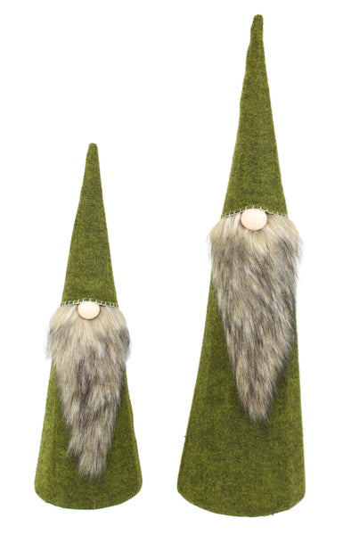 FRANK FLECHTWAREN | Wichtel Green, 2er Set, FILZ AUS PET, METALL, Höhe 60 cm, 80 cm