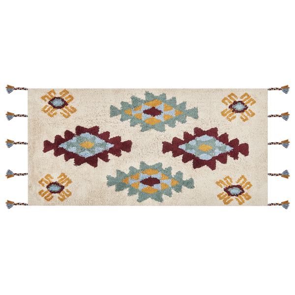 Teppich DUZCE Beige 80 x 150 cm Baumwolle
