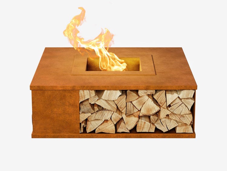 Corten Feuerstelle eckig groß 122x122x46 cm