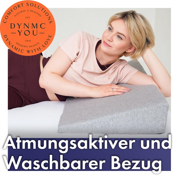 DYNMC you Keilkissen Bett 90 x 45cm - Test SEHR GUT - Oeko TEX Zertifiziert - Reflux Matratzenkeil - Kissen bei Beschwerden im Nacken und Rücken - Erhöhung beim Schnarchen