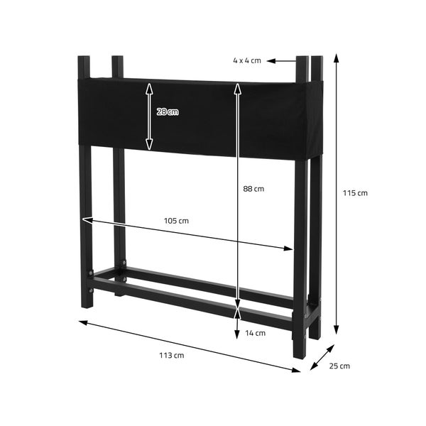 ML-Design Metall Kaminholzregal mit Abdeckung, 113x25x115cm, Anthrazit, Stahl, Stapelhilfe Außen mit Schutzhülle, Garten Kaminholzunterstand 0,5m³/1 SRM, Feuerholzregal Brennholzregal Kaminholzständer