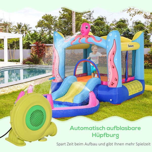 Outsunny 450W elektrische Luftpumpe, mit Griff, leichtgewichtig, tragbar, für aufblasbare Spielzeuge, 35 x 26 x 33,5 cm, ABS, Gelb+Grün
