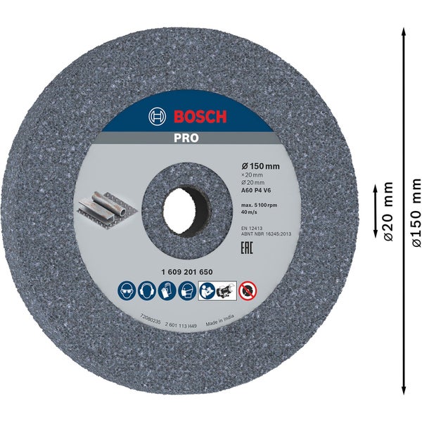 Bosch PRO Steel Schleifscheibe 150 x 20 x 20 mm G60 - 1609201650